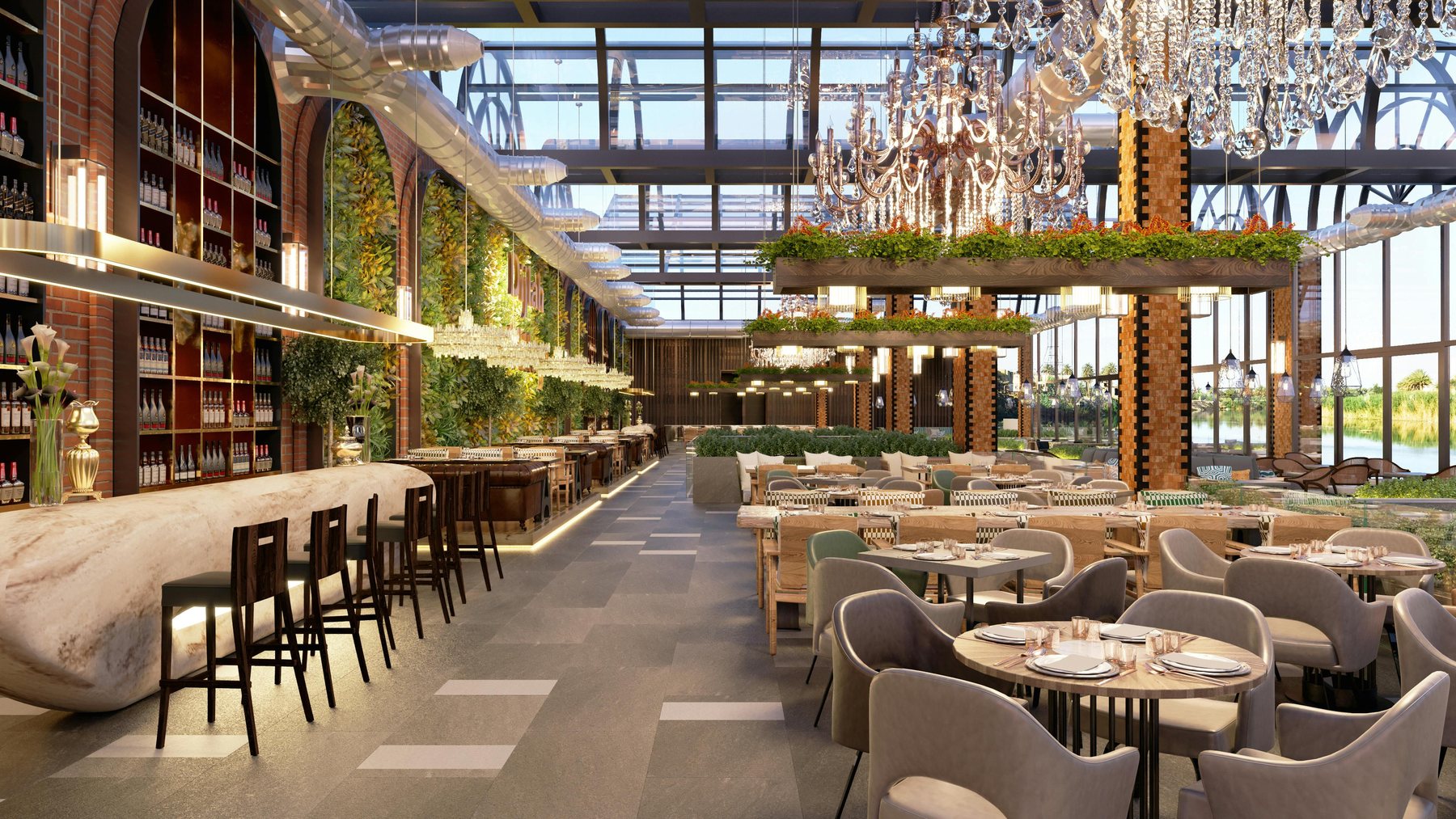 Hotel food and beverage outlet interior